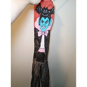 Vintage Halloween Dracula Monster Black Red Nylon Windsock Wind Sock 58" Taiwan